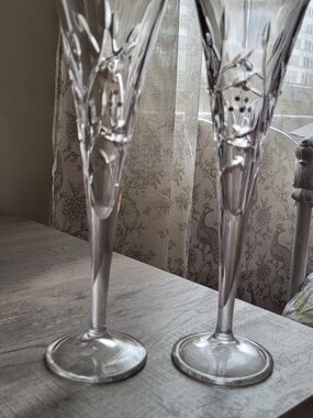 Waterford Clear Crystal Champagne Flutes - Elegant Clear Glass Pair